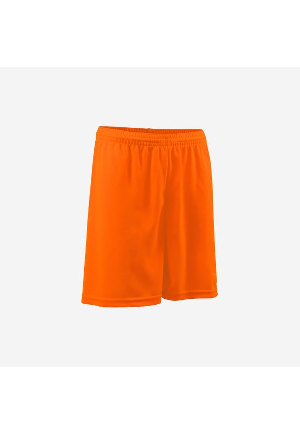 KIPSTA - Spodenki piłkarskie dla dzieci Kipsta Essential. Kolor: pomarańczowy, czerwony, wielokolorowy. Materiał: materiał, poliester. Sezon: lato