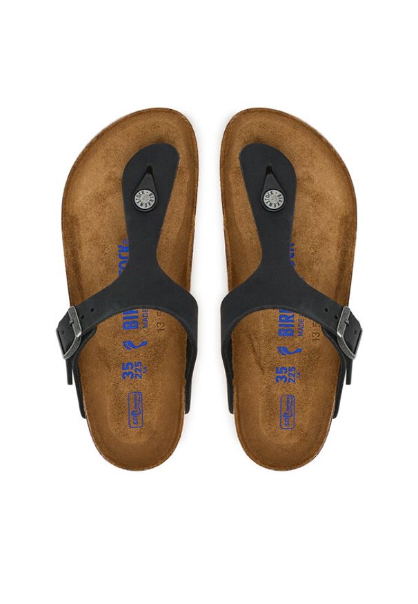 Birkenstock Japonki Gizeh SFB LENB 1019015 Czarny. Kolor: czarny. Materiał: skóra, nubuk