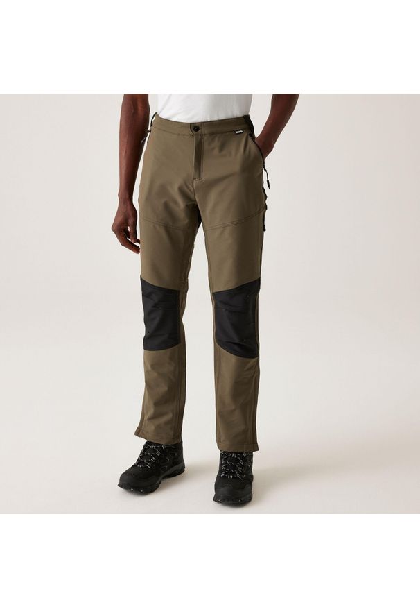 Regatta - Męskie spodnie trekkingowe ze streczem Questra V. Kolor: zielony. Materiał: poliamid, dresówka. Długość: długie. Sezon: lato. Sport: turystyka piesza