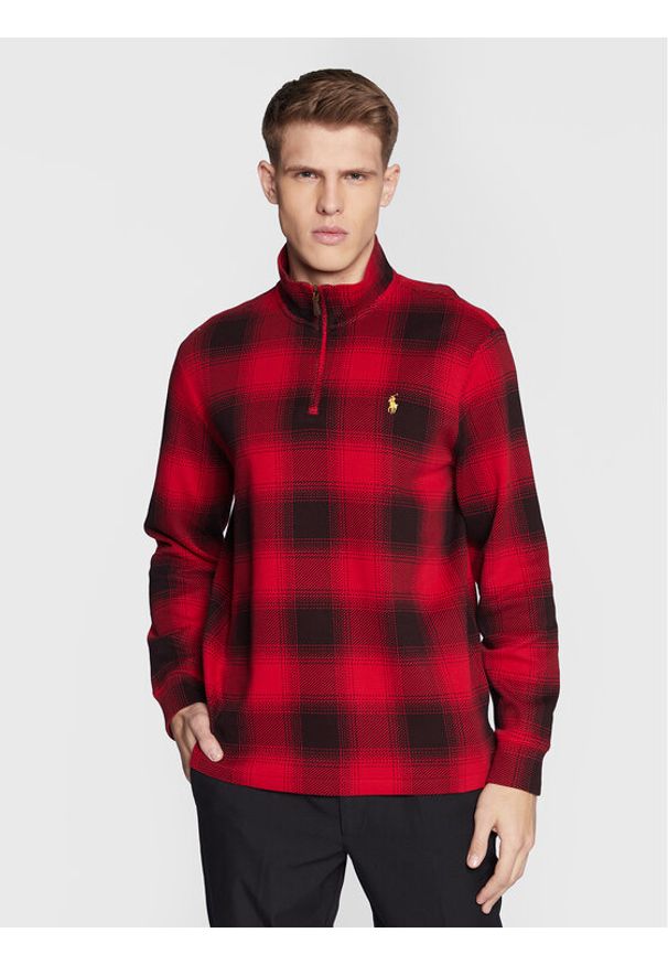 Sweter Polo Ralph Lauren. Typ kołnierza: polo. Kolor: czerwony. Materiał: bawełna