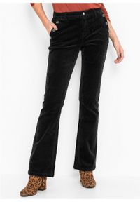 Spodnie sztruksowe ze stretchem BOOTCUT bonprix czarny. Kolor: czarny. Materiał: bawełna, elastan, materiał, sztruks. Długość: długie #4