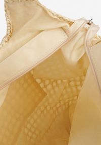 Born2be - Beżowa Torebka Shopper z Plecionką i Napisami Navessa. Kolor: beżowy. Wzór: napisy. Sezon: lato, wiosna. Styl: klasyczny, casual #3