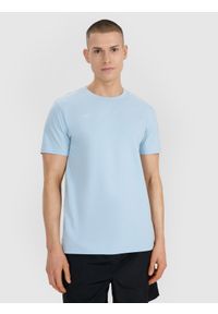 4f - 4F T-shirt regular z nadrukiem męski - niebieski M. Okazja: na co dzień. Kolor: niebieski. Materiał: bawełna, jersey, materiał. Długość rękawa: krótki rękaw. Długość: krótkie. Wzór: nadruk. Styl: sportowy, klasyczny, casual