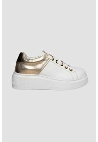 Valentino by Mario Valentino - VALENTINO Biało-złote sneakersy Baraga S Sneaker Lace-U, Rozmiar 41. Kolor: biały. Materiał: skóra