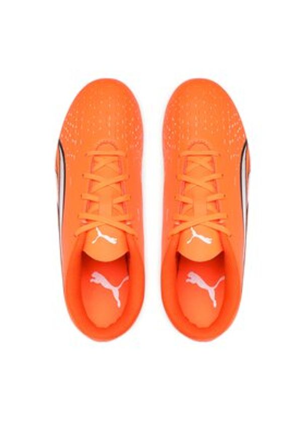 Puma Buty do piłki nożnej Ultra Play Fg/Ag Jr 107233 01 Koralowy. Kolor: pomarańczowy. Materiał: skóra