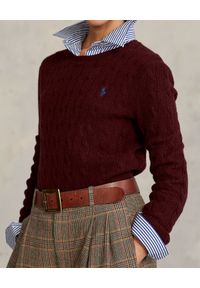 Ralph Lauren - RALPH LAUREN - Bordowy sweter Slim fit. Typ kołnierza: polo. Kolor: czerwony. Materiał: kaszmir. Długość rękawa: długi rękaw. Długość: długie #5