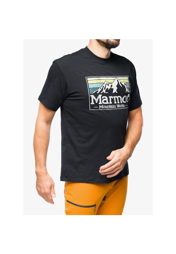 Koszulka bawełniana męska Marmot MMW Gradient Tee. Kolor: czarny. Materiał: bawełna. Wzór: gradientowy