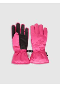 4f - 4F Rękawiczki narciarskie Thinsulate dziecięce - różowe L. Kolor: różowy. Materiał: materiał. Technologia: Thinsulate. Wzór: paski. Sezon: zima. Sport: narciarstwo #1