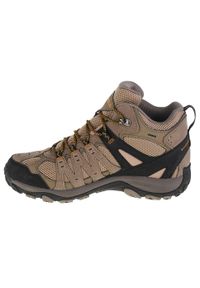 Buty trekkingowe męskie, Merrell Accentor 3 Mid WP. Kolor: beżowy, brązowy. Materiał: guma, syntetyk, materiał, skóra, tkanina