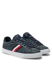 TOMMY HILFIGER - Tommy Hilfiger Sneakersy Icon Court Lth Stripes FM0FM05163 Granatowy. Kolor: niebieski. Materiał: skóra #3