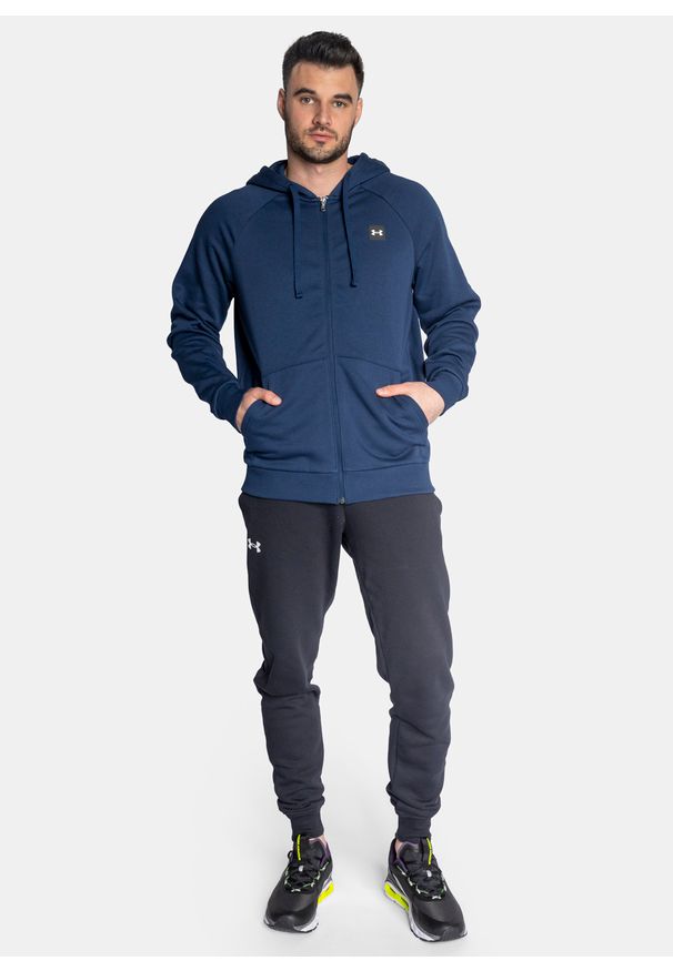 Bluza z kapturem męska granatowa Under Armour Rival Fleece FZ Hoodie. Okazja: do pracy, na spacer, na co dzień. Typ kołnierza: kaptur. Kolor: niebieski. Styl: casual