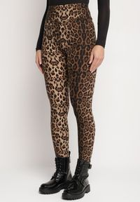 Born2be - Brązowe Panterkowe Wiskozowe Legginsy Vortina. Okazja: na imprezę, na co dzień. Kolor: brązowy. Materiał: wiskoza. Styl: klasyczny, casual, elegancki #5
