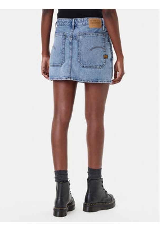 G-Star RAW - G-Star Raw Spódnica jeansowa D27703-D536 Niebieski Regular Fit. Kolor: niebieski. Materiał: bawełna