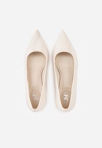 Renee - Beżowe Czółenka na Kaczuszce Rhaepheme. Kolor: beżowy. Obcas: na szpilce. Styl: elegancki. Wysokość obcasa: średni #7