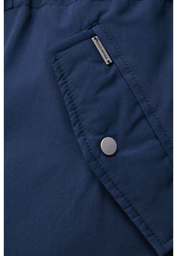 Vero Moda - Kurtka. Okazja: na co dzień. Kolor: niebieski. Materiał: włókno, futro, tkanina, materiał. Wzór: gładki. Styl: casual