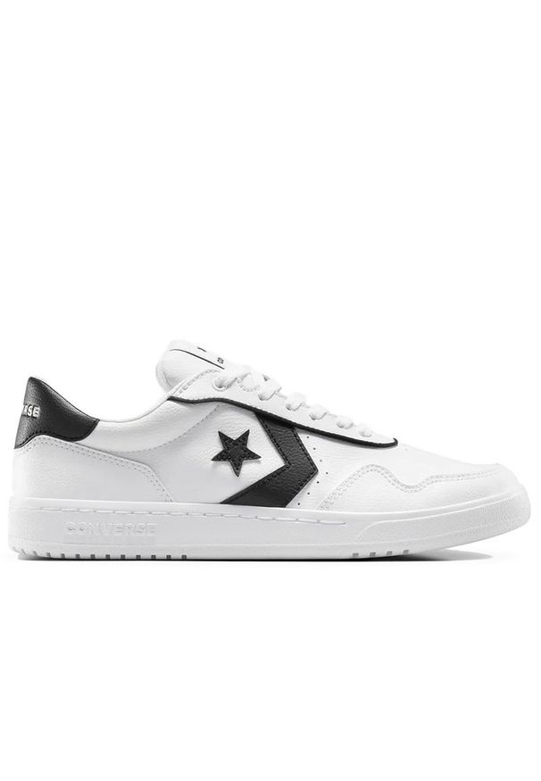 Buty męskie Converse Court Lifestyle A13318C - białe. Okazja: na co dzień. Zapięcie: sznurówki. Kolor: biały. Materiał: guma, skóra, syntetyk. Szerokość cholewki: normalna. Styl: retro, casual