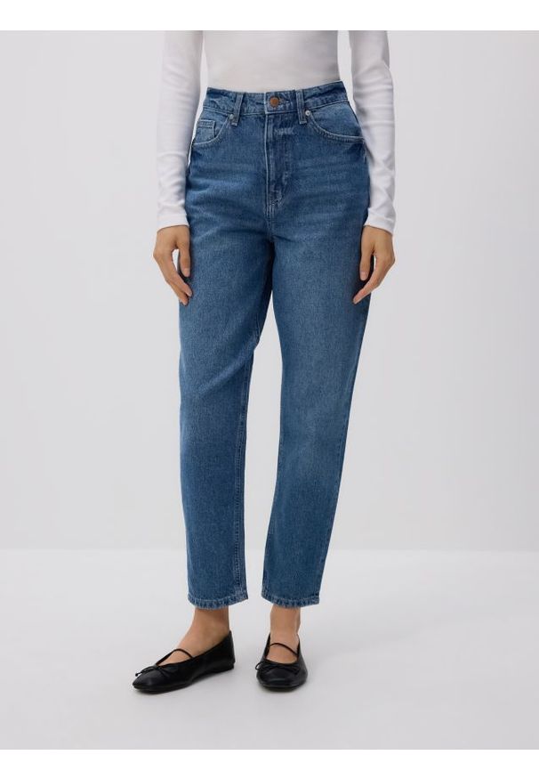 Reserved - Jeansy mom fit - niebieski. Kolor: niebieski