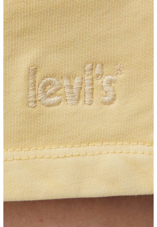 Levi's® - Levi's szorty bawełniane damskie kolor żółty gładkie high waist. Okazja: na spotkanie biznesowe, na co dzień. Stan: podwyższony. Kolor: żółty. Materiał: bawełna. Wzór: gładki. Styl: biznesowy, casual