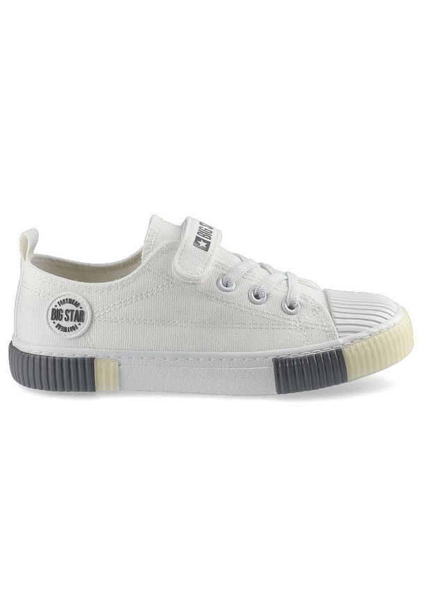 Big-Star - Białe Trampki Big Star Dziecięce Buty Na Rzep. Okazja: na co dzień, na spacer, na uczelnię. Zapięcie: rzepy. Kolor: biały. Materiał: materiał, guma. Styl: młodzieżowy, klasyczny, casual