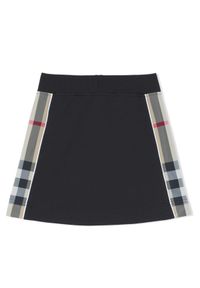 BURBERRY CHILDREN - Czarna spódnica z kontrastowymi wstawkami 3-14 lat. Kolor: czarny. Materiał: bawełna. Wzór: aplikacja. Sezon: lato