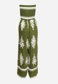 Born2be - Zielony Wiskozowy Kombinezon Bez Rękawów z Geometrycznym Wzorem Orceria. Okazja: na co dzień, na spacer. Kolor: zielony. Materiał: wiskoza. Długość rękawa: bez rękawów. Wzór: geometria. Sezon: lato. Styl: casual, elegancki #4