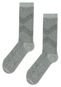 His Story - Ciepłe Wełniane Skarpetki Zimowe - Drobny Wzór, Popiel. Materiał: wełna, elastan, poliamid. Wzór: geometria #2