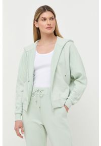 Max Mara Leisure bluza damska kolor zielony z kapturem gładka. Typ kołnierza: kaptur. Kolor: zielony. Materiał: dzianina. Wzór: gładki