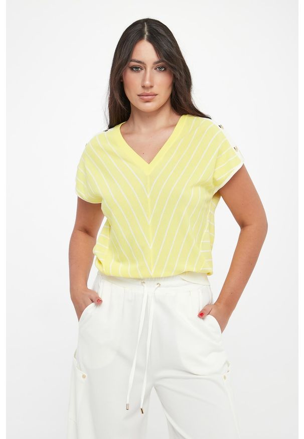 Liu Jo - Bluzka dzianinowa damska w paski LIU JO. Materiał: dzianina. Wzór: paski