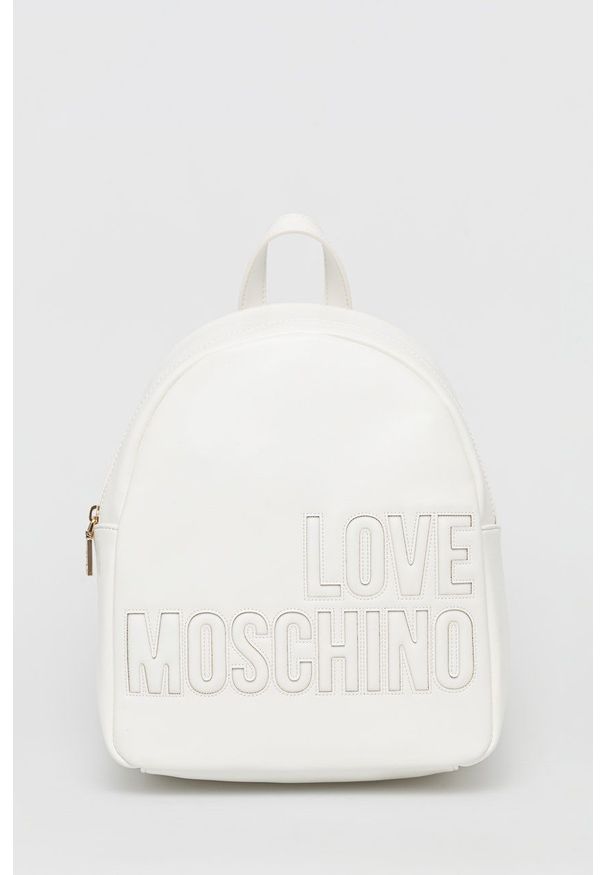 Love Moschino plecak damski kolor biały mały gładki. Kolor: biały. Wzór: gładki