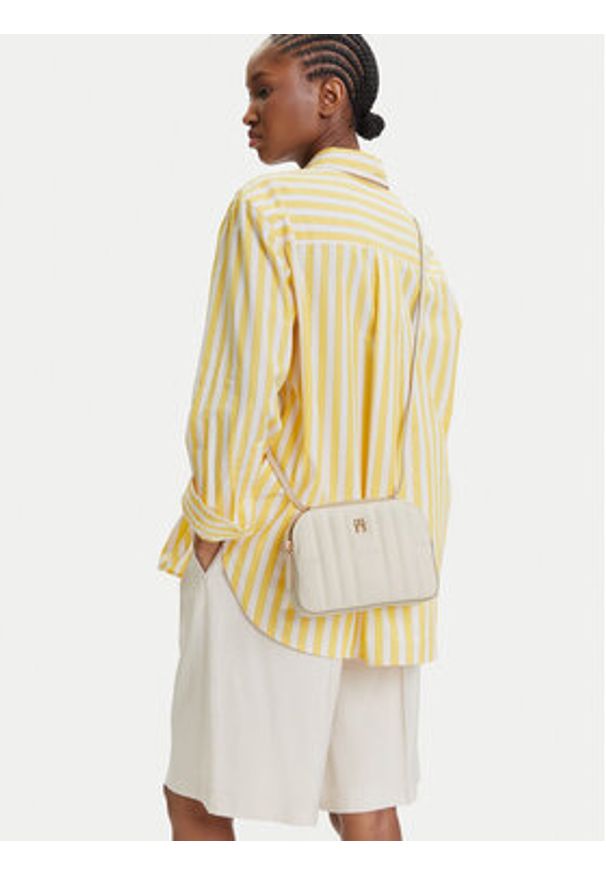 TOMMY HILFIGER - Tommy Hilfiger Torebka Th Feminine Conv Camera Bag AW0AW17453 Écru. Materiał: skórzane