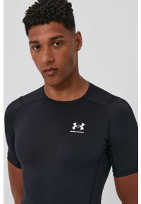 Under Armour t-shirt treningowy 1361518 kolor czarny 1361518-410. Kolor: czarny. Materiał: skóra, materiał. Długość rękawa: raglanowy rękaw. Wzór: gładki