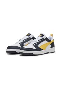 Puma - Sneakersy Rebound V6 Low PUMA New Navy Sunny Yellow White Blue. Kolor: niebieski, wielokolorowy, żółty. Sport: turystyka piesza, koszykówka
