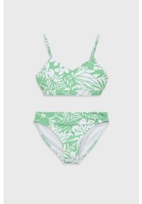 Abercrombie & Fitch dwuczęściowy strój kąpielowy dziecięcy kolor zielony. Kolor: zielony. Materiał: dzianina. Rodzaj stanika: wyciągane miseczki, odpinane ramiączka #1