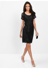 Sukienka koronkowa Premium bonprix czarny. Kolor: czarny. Materiał: koronka. Styl: elegancki #4