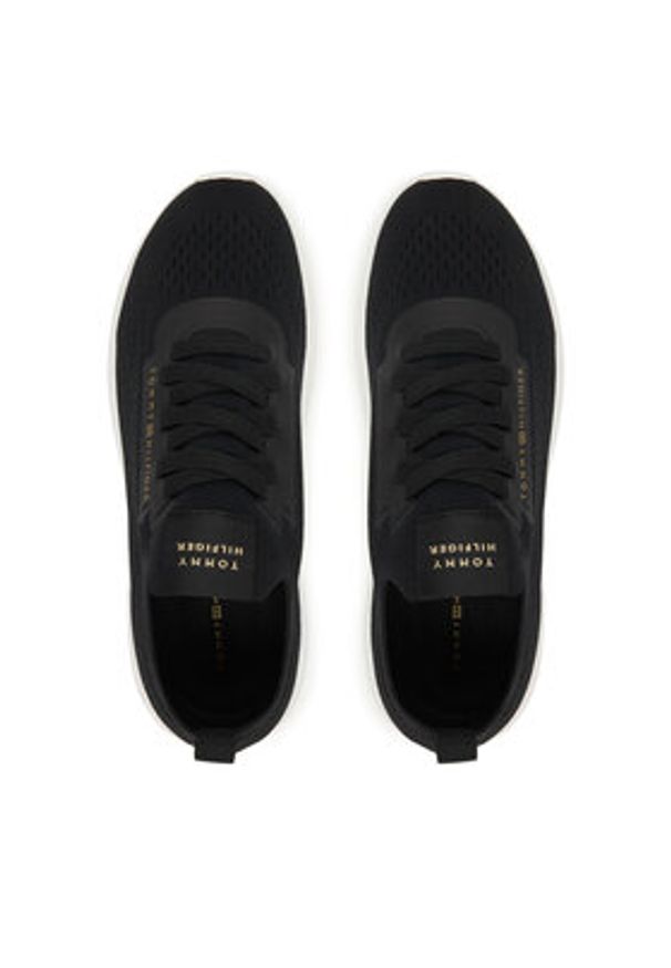 TOMMY HILFIGER - Tommy Hilfiger Sneakersy Th Knit Extralight Runner FW0FW09112 Czarny. Kolor: czarny. Materiał: materiał