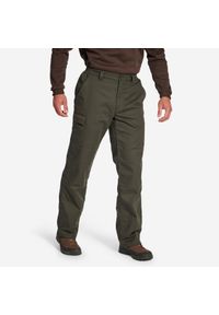 SOLOGNAC - Spodnie zimowe outdoor Solognac Warm 100 zielone. Kolor: zielony. Materiał: materiał, bawełna, poliester, poliamid. Sezon: zima. Sport: outdoor