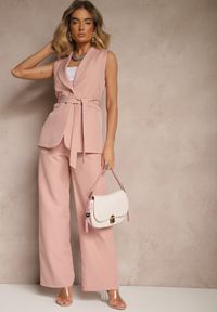 Renee - Różowa Kamizelka Garniturowa z Paskiem Viviselle. Kolor: różowy. Materiał: materiał. Styl: klasyczny, elegancki #4