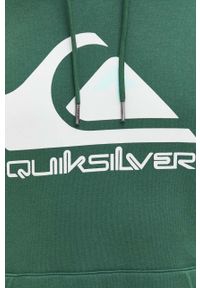 Quiksilver bluza męska kolor zielony z kapturem z nadrukiem. Typ kołnierza: kaptur. Kolor: zielony. Materiał: dzianina. Wzór: nadruk #5