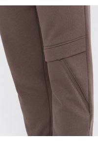 Ombre Clothing - Spodnie męskie dresowe z przeszyciem i zamkiem na nogawce - brązowe V4 - Rozmiar: XXL. Kolor: brązowy. Materiał: dresówka. Wzór: nadruk #3