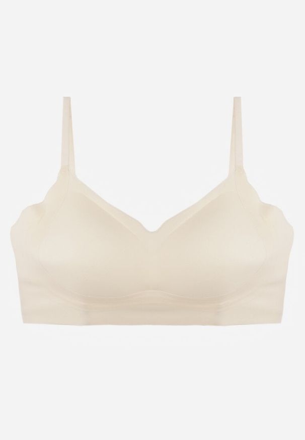 Renee - Jasnobeżowy Elastyczny Biustonosz Bezszwowy Bez Fiszbin Edaelia. Kolor: beżowy. Materiał: jeans