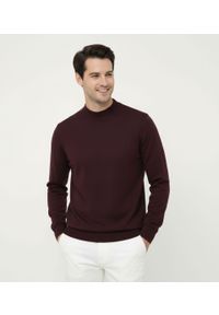 Półgolf Burgundowy Bawełniany, Prosty Krój, Klasyczny, Męski -Brave Soul. Kolor: czerwony. Materiał: bawełna. Sezon: zima, jesień. Styl: klasyczny #3