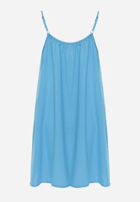 Renee - Niebieska Casualowa Sukienka z Wiskozy o Prostym Kroju z Ramiączkami z Regulacją Wilantia. Okazja: na co dzień. Kolor: niebieski. Materiał: wiskoza. Długość rękawa: na ramiączkach. Wzór: kolorowy. Typ sukienki: proste. Styl: casual #6