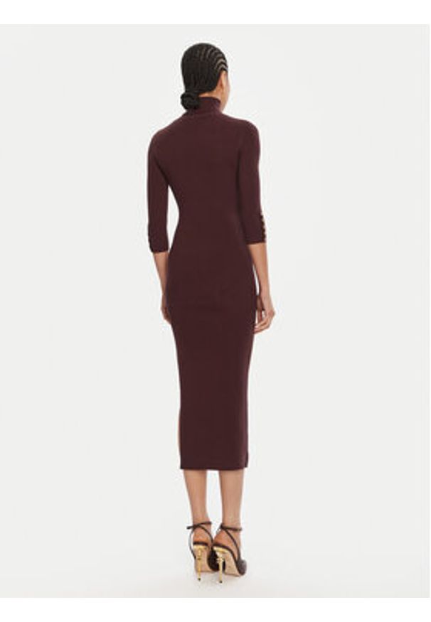 Elisabetta Franchi Sukienka dzianinowa AM-23B-56E2-V390 Bordowy Slim Fit. Kolor: czerwony. Materiał: lyocell