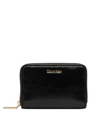 Calvin Klein Portfel Foil Glossy Square Zip Around LV04F1201G Czarny. Kolor: czarny. Materiał: skóra #1