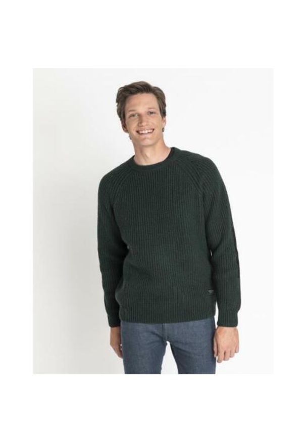 Lee - LEE CHUNKY CREW NECK DK MĘSKI SWETER KLASYCZNY BOTTLE GREEN L83KLNBB. Styl: klasyczny