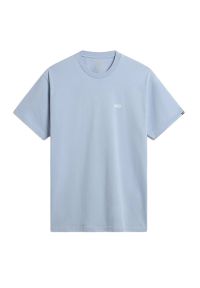 Koszulka Vans Left Chest Logo VN0A3CZEDSB1 - niebieska. Kolor: niebieski. Materiał: bawełna. Długość rękawa: krótki rękaw. Długość: krótkie. Wzór: aplikacja