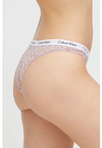 Calvin Klein Underwear brazyliany kolor różowy z koronki. Kolor: różowy. Materiał: koronka. Wzór: koronka #2