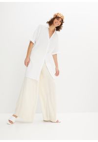 bonprix - Długa bluzka oversize z miękkiego muślinu. Kolor: biały. Materiał: bawełna. Długość: długie #2