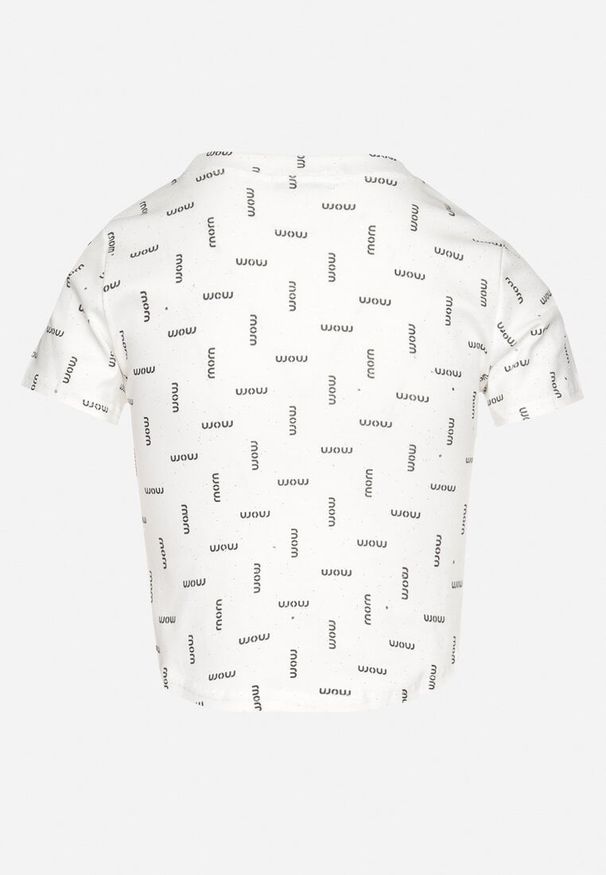 Born2be - Biały Bawełniany T-shirt z Brokatem Olinithra. Okazja: na co dzień. Kolor: biały. Materiał: bawełna. Wzór: aplikacja. Sezon: lato, wiosna. Styl: klasyczny, glamour, casual