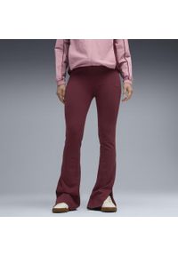 Puma - Damskie rozkloszowane legginsy HER z wysokim stanem PUMA Ruby Shimmer Red. Stan: podwyższony. Kolor: czerwony. Sport: fitness